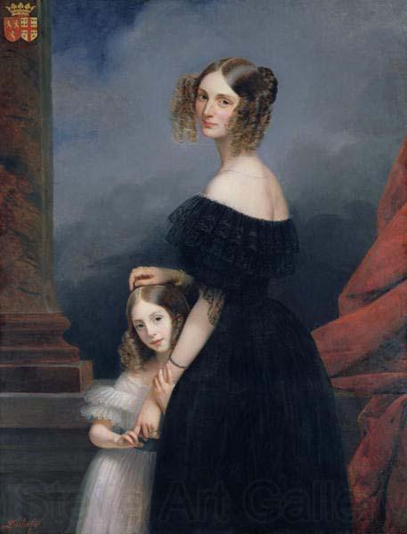 unknow artist Anne-Louise Alix de Montmorency, with her daughter Spain oil painting art